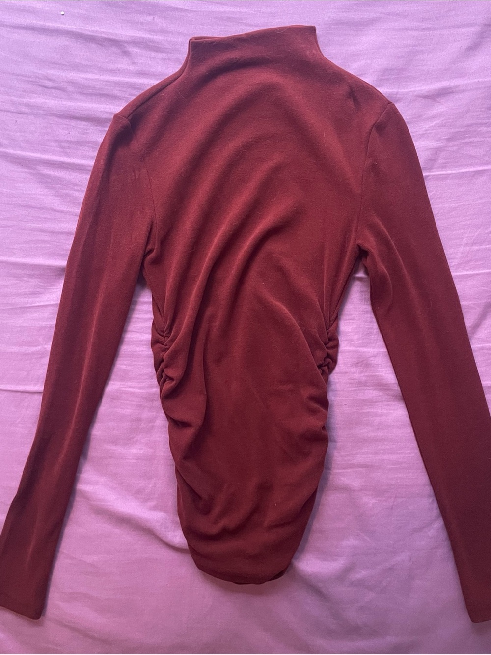 OGL Long Sleeve Mock Neck Top in Deep Burgundy